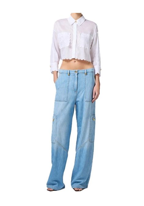 Camicia Elisabetta Franchi donna CA09752E2 100 bianca cotone bottoni gioiello ELISABETTA FRANCHI | Camicie | CA09752E2100
